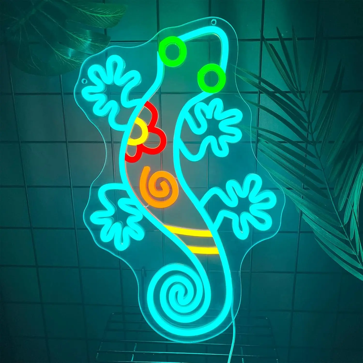 

Gecko Neon Sign Dimmable Lizard LED Reptile Animal Theme Neon Light for Garden Bedroom Kids Birthday Party Presents Wall Decor