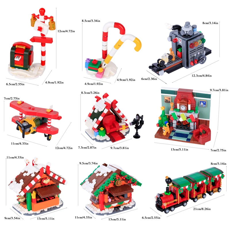 MOC Weihnachten Dorf Haus Bausteine Schlitten Rentier Baum Präsentieren Auto Kranz Kamin Lebkuchen Mann Ziegel Spielzeug Geschenk – Detail 5