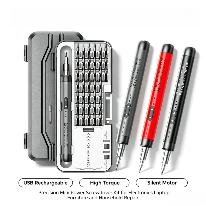 46 in 1 Precision Power Electric Screwdriver USB Charging High Torque Silent Driver Durable Battery Life Hand Tool Kit