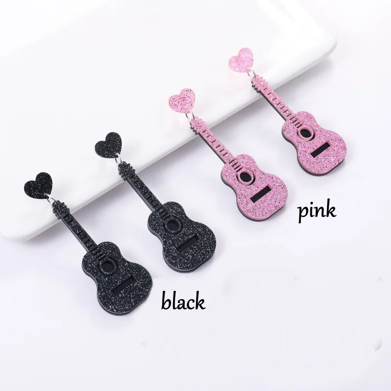 Acrylic Classical Electric Guitar Earrings Fashion Style Retro Renaissance Personalized Hip Hop Earrings