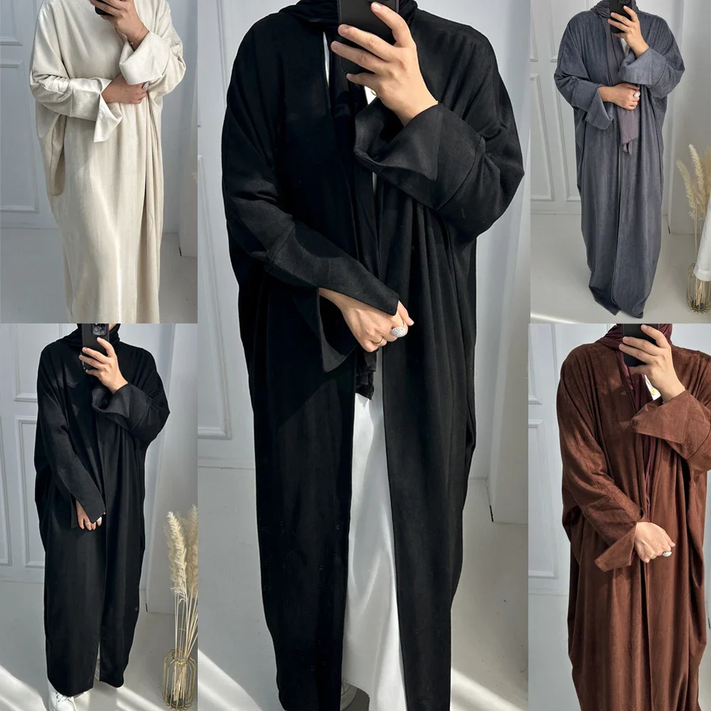 

Autumn Winter Open Abaya Kimono Muslim Women Cardigan Maxi Dress Turkey Kaftan Arab Robe Eid Ramadan Islam Abayas Caftan Outwear