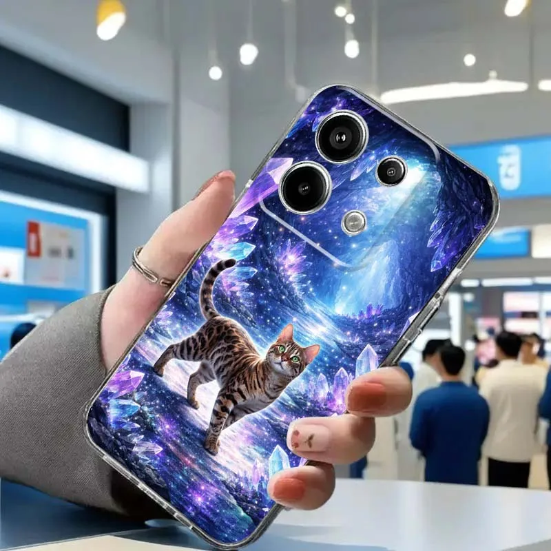 

Luxury Anime Cat Phone Case For Xiaomi Redmi Note 8 8T 9 9T 11E 12 13 14 15 Pro Plus 5G Transparent