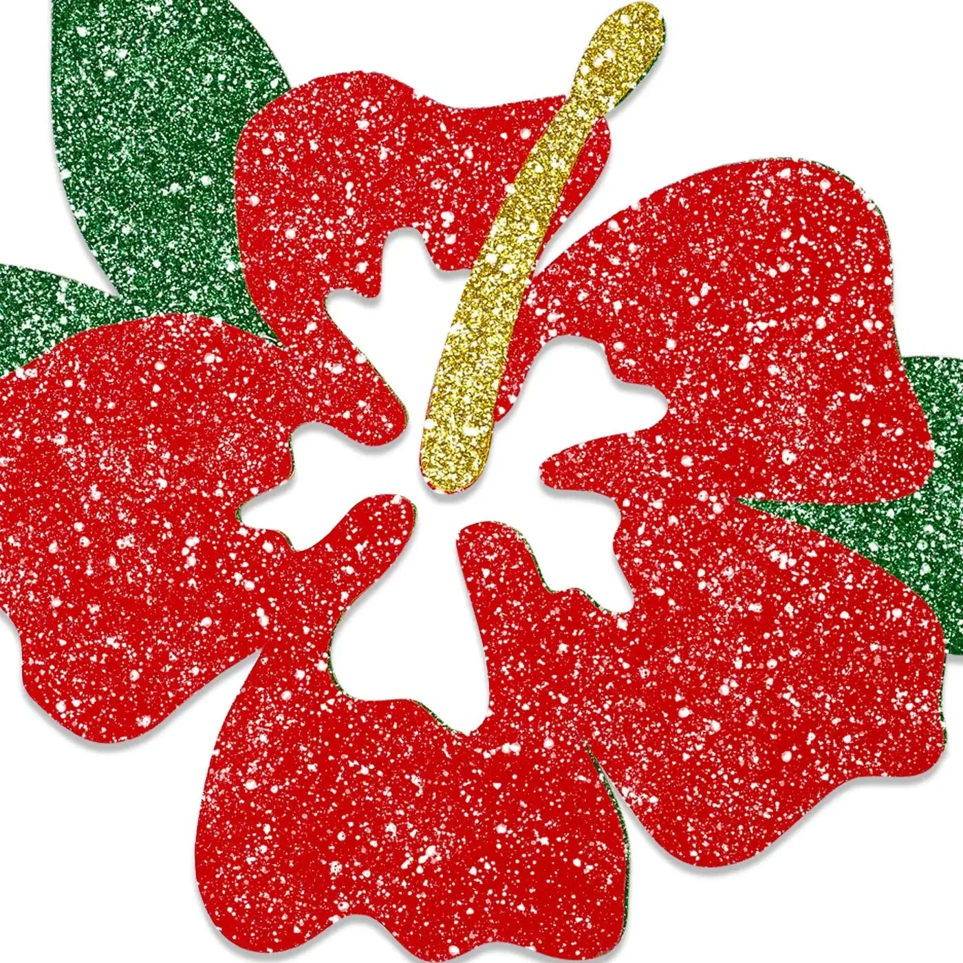 Mele Kalikimaka Banner Christmas Decorations for Hawaiian Merry Christmas Garland Glittering Red Hibiscus Flower for Xmas Party