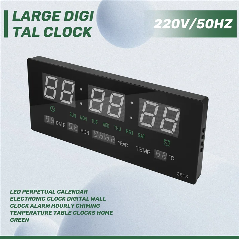 【Flash Sale】LED Perpetual Calendar Electronic Clock Digital Wall Clock Alarm Hourly Chiming Temperature Table Clocks Home Office view 5