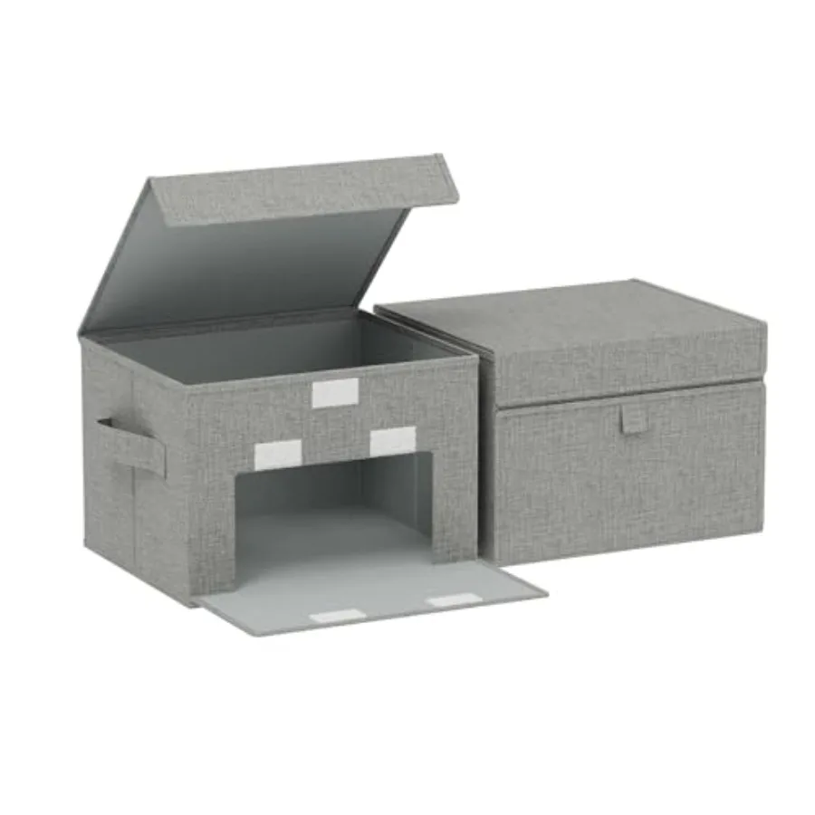 Caisse pliable en tissu avec poignées, boîtes de rangement avec couvercle, panier rectangulaire en tissu pour ranger les vêtements