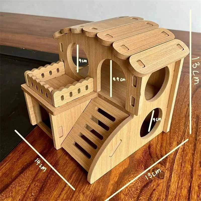 

Wooden Hamster House Platform Ladder Solid Wood Interactive Toy For Small Pets Home Habitat Holiday Gift Cozy Cute
