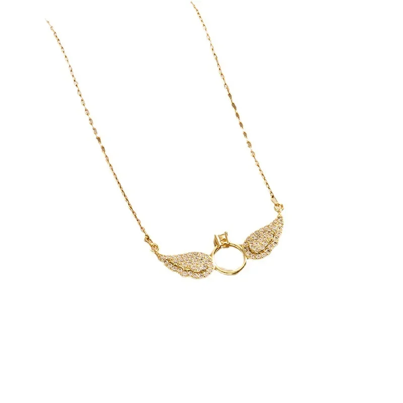 2025новое новое короткое колье Douyin Fashion с полными бриллиантами, крыльями ангела и аксессуарами на ключице