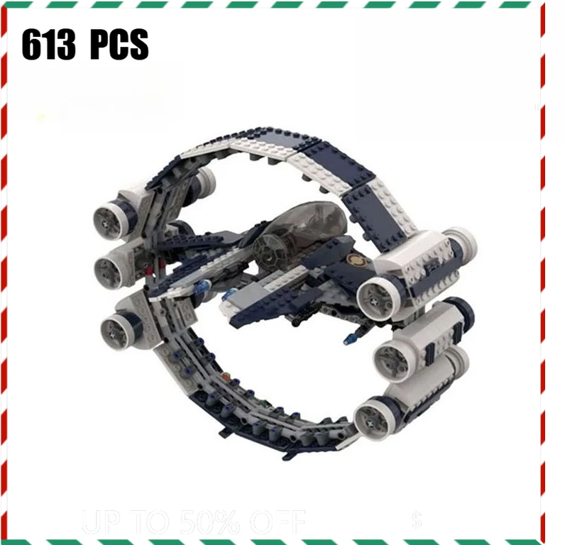 宇宙戦闘機ブースターリングビルディングブロック宇宙船モデルキット、高度な対空機 DIY セット大人の SF ギフト用