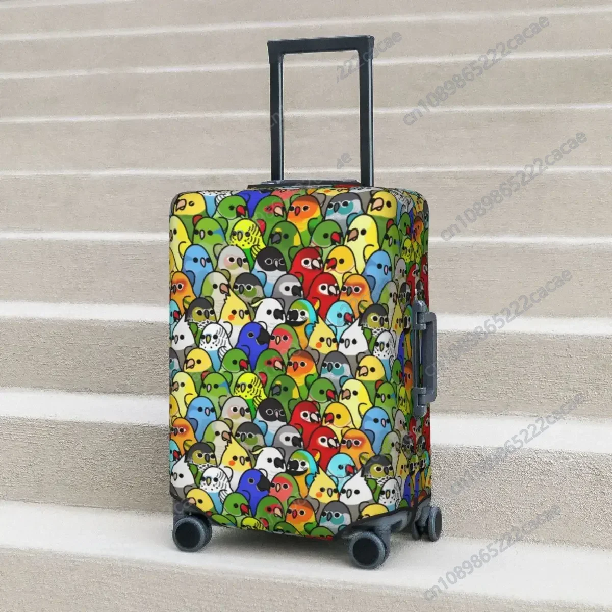 

Birds Pattern Suitcase Cover Animal Parakeet Cute Vacation Travel Strectch Luggage Case Protection