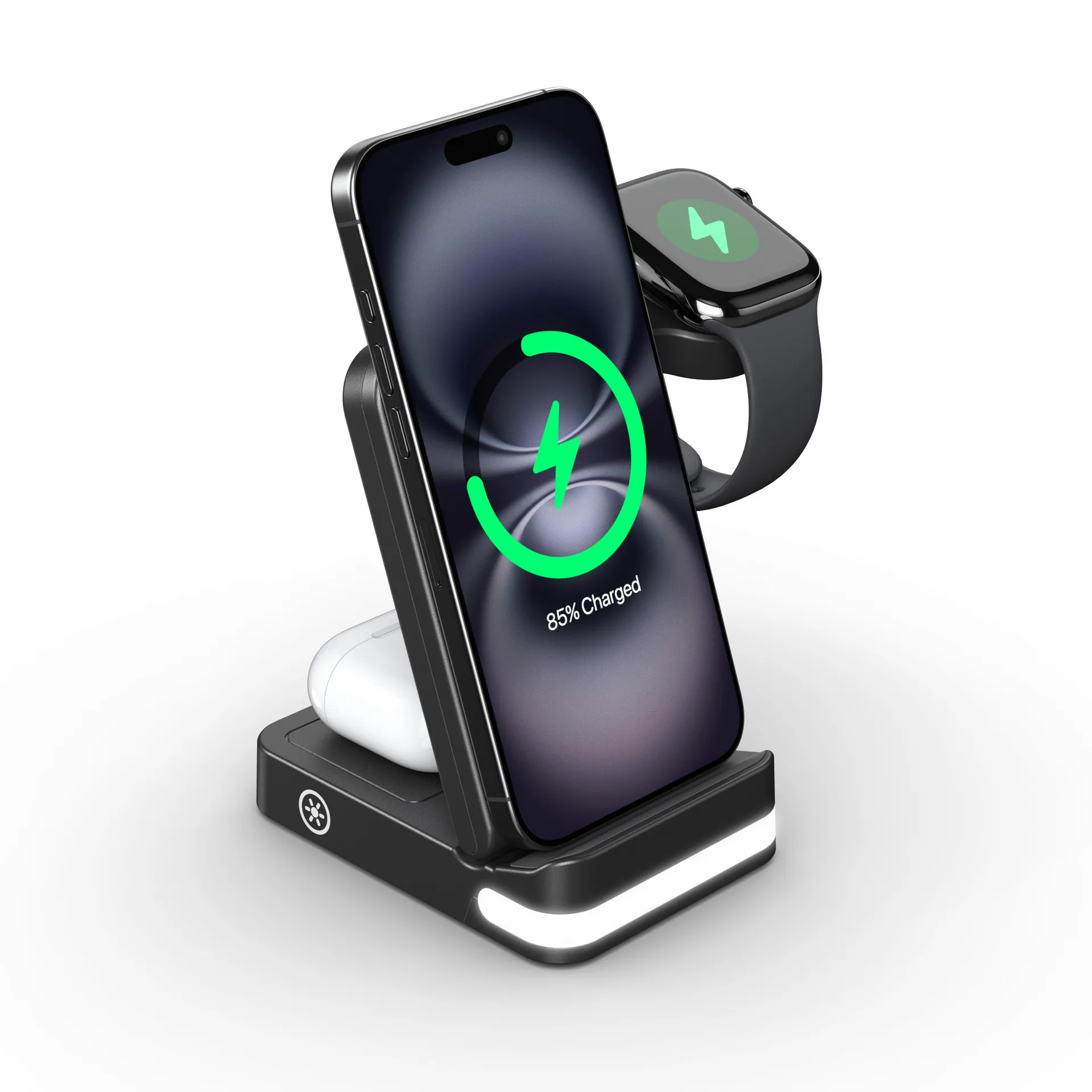 15w-3in1折りたたみ式ポータブルqiワイヤレス急速充電器（iphone、samsung、huawei、google、apple-watch、airpods対応）