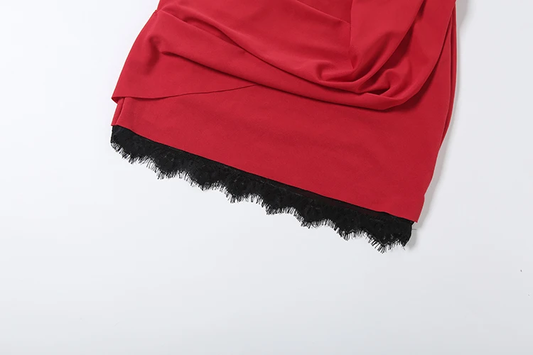 Weird Puss Spitzen-Patchwork-Kleid für Damen, Neckholder, tiefer Ausschnitt, Falten, rückenfrei, ärmellos, eng anliegend, hohe Elastizität, sexy, für Partys, figurbetont – Detail 9
