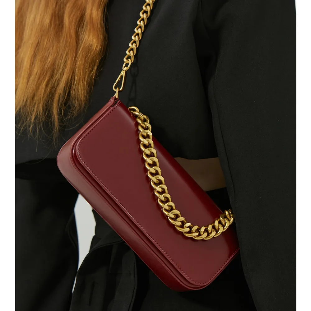 

GENGWOYU FASHION CHAINS LONG HANDBAG WOMEN GENUINE LEATHER BAG REAL LEATHER LADY SHOULDER CROSSBODY BAG LUXURY NEW ARRIVAL