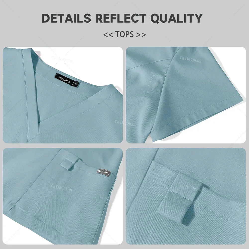 High Quality Nurse Uniforms Scrubs Set Pocket Tops+Straight Trousers Medical Nursing Accessories Beauty Salon Work Suit Surgical