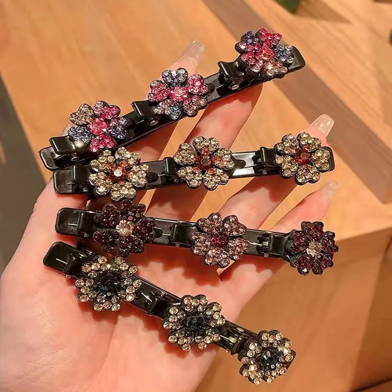 

Korean Style Acryli Crystal Flowers Hair Clips Braid Hairpins for Women Girl Clip Bangs Side Barrettes Hair Accessories