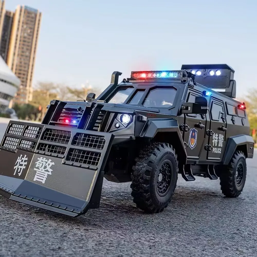

1:24 Military Disperse Explosion Proof Car Model Alloy Armored Car Metal Tank Vehicle Model Simulation Sound Light Kids Toy Gift