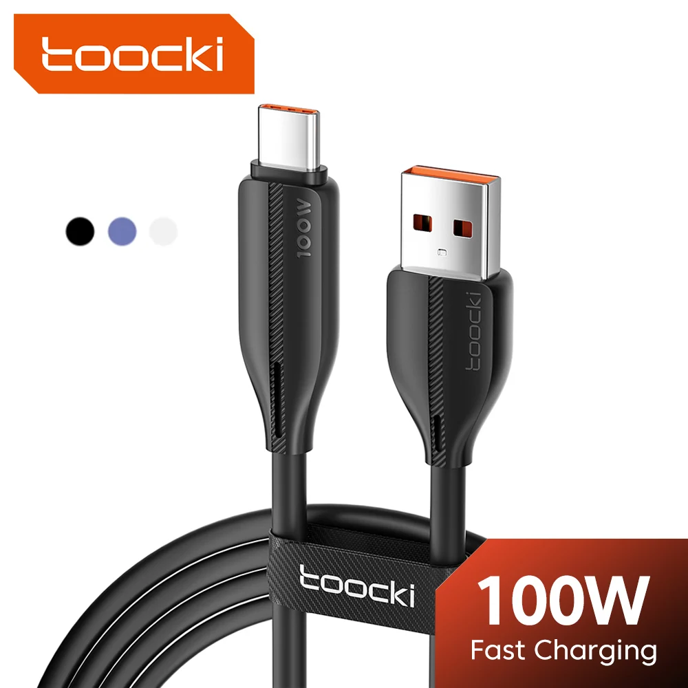 Toocki 100W 6A USB to USB C Cable for Samsung Huawei Xiaomi Realme PD Fast Charging Type C Cable for Laptop USB Type C Data Cord