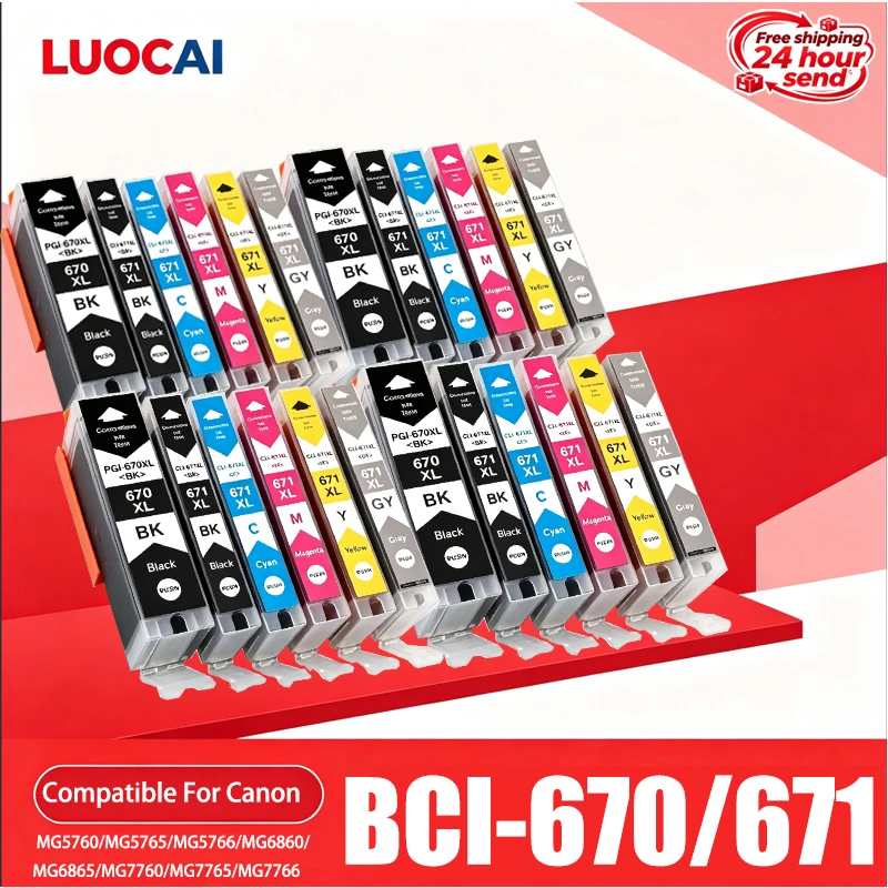 PGI-670XL CLI-671XL 670 671 XL Ink Cartridge compatible for Canon PIXMA MG5460 MG5560 MG5660 MG6360 MG6460 MG6660 IP7260 IX6860
