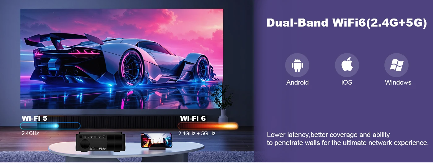 DESS Smart Projektor 1080P Autofokus Android TV-System Projektor Staubdichtes Versiegeltes Objektiv Schlafmodus Kommerzieller Outdoor-Projektor – Detail 2