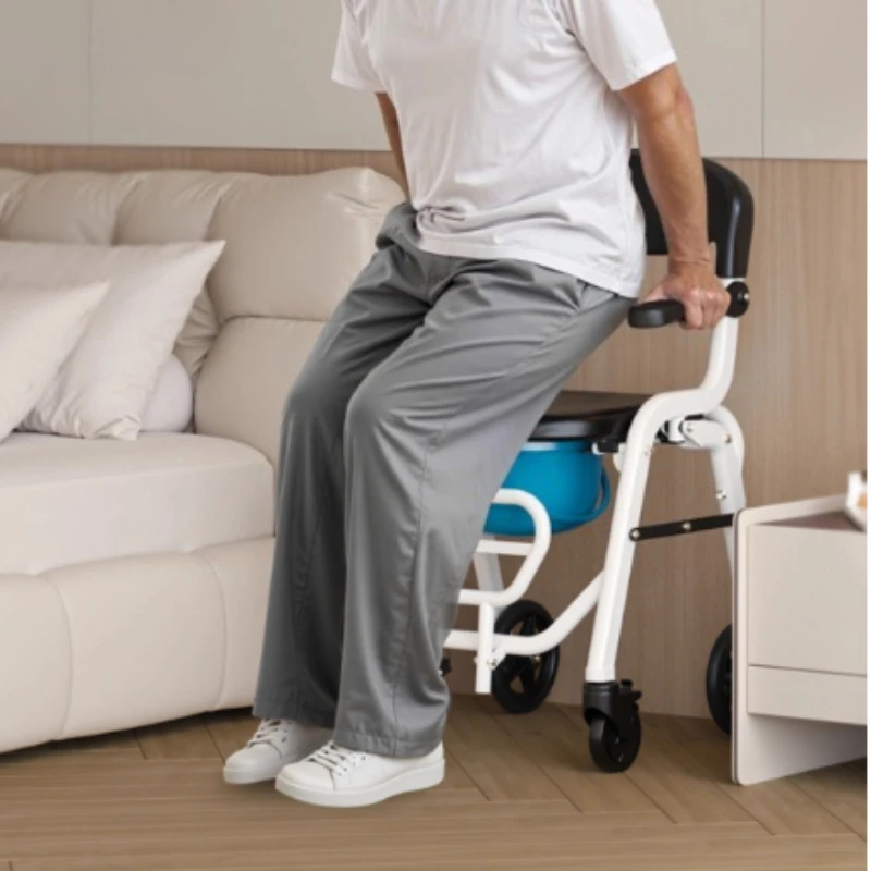 

Elderly People Portable Toilet Seat with Wheeled Mobile Folding Shower Seat Disabled Paralyzed Shower Chairs Transfer Wheelchair