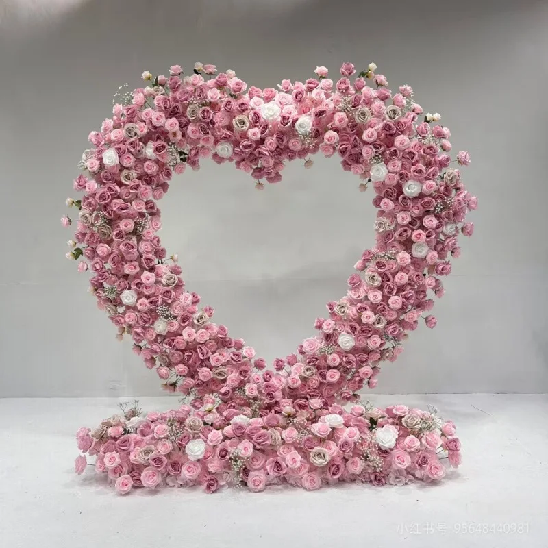 

Wedding Love Arch Heart shaped Iron Ornament Background Flower Stand Outdoor Curved Frame Wedding Prop Ornament Rack
