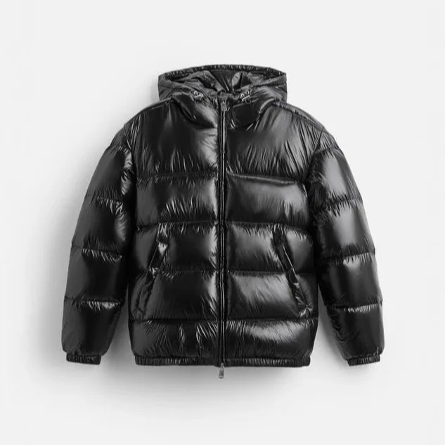 In Stock Men Winter Hooded Quilted Jacket Warm Cotton Padded Coat European American Casual Cold Proof Parka