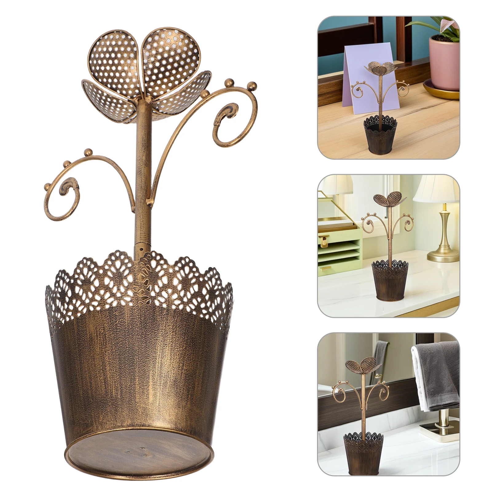 

Flower-shaped Jewelry Frame Bracelet and Necklace Holder Display Rack Earring Girls Organizer Stand Iron Makeup