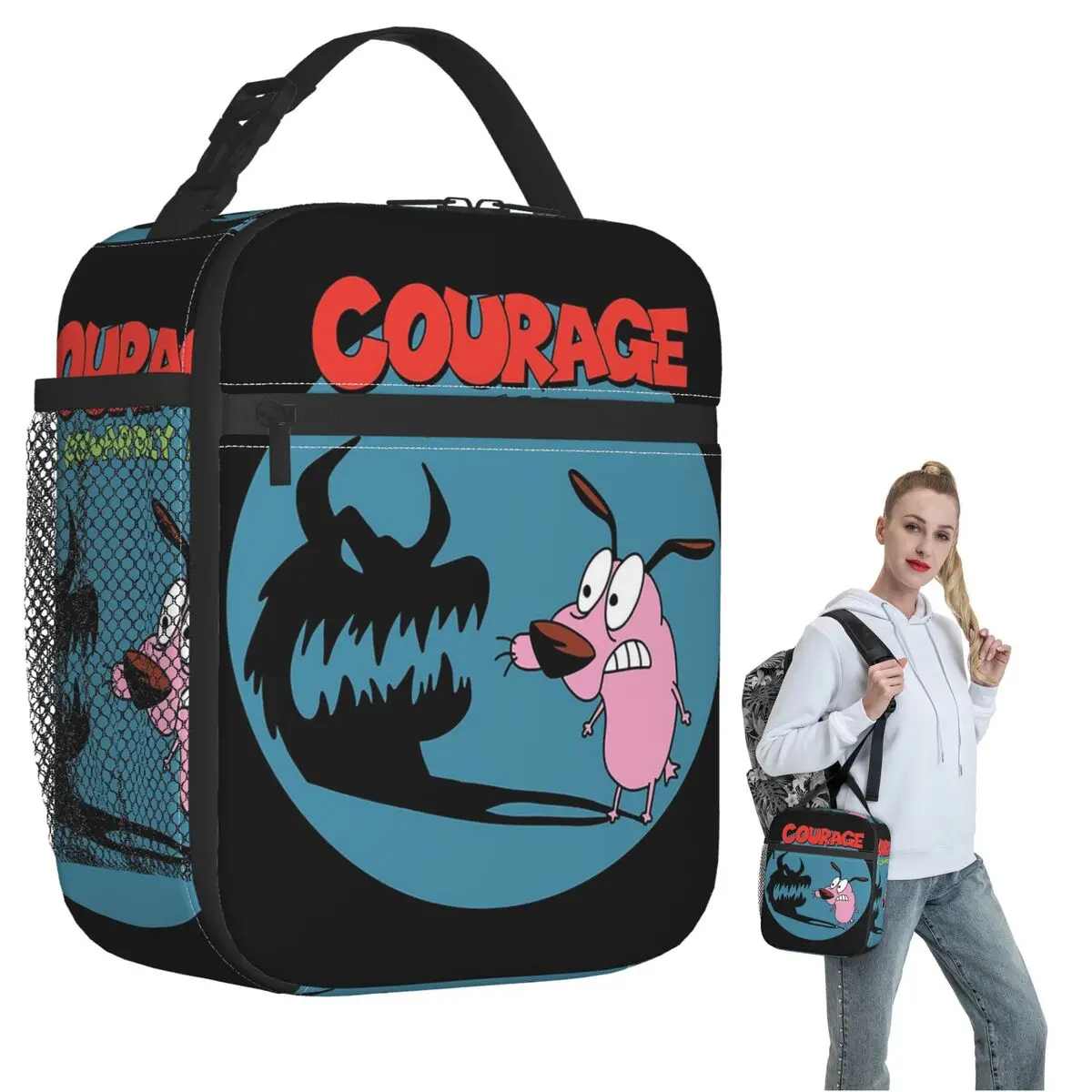 Courages The Cowardlys D.o.g Insulated Lunch Bag for Women Kids Leakproof Food Boxes Thermal Lunch Box Tote