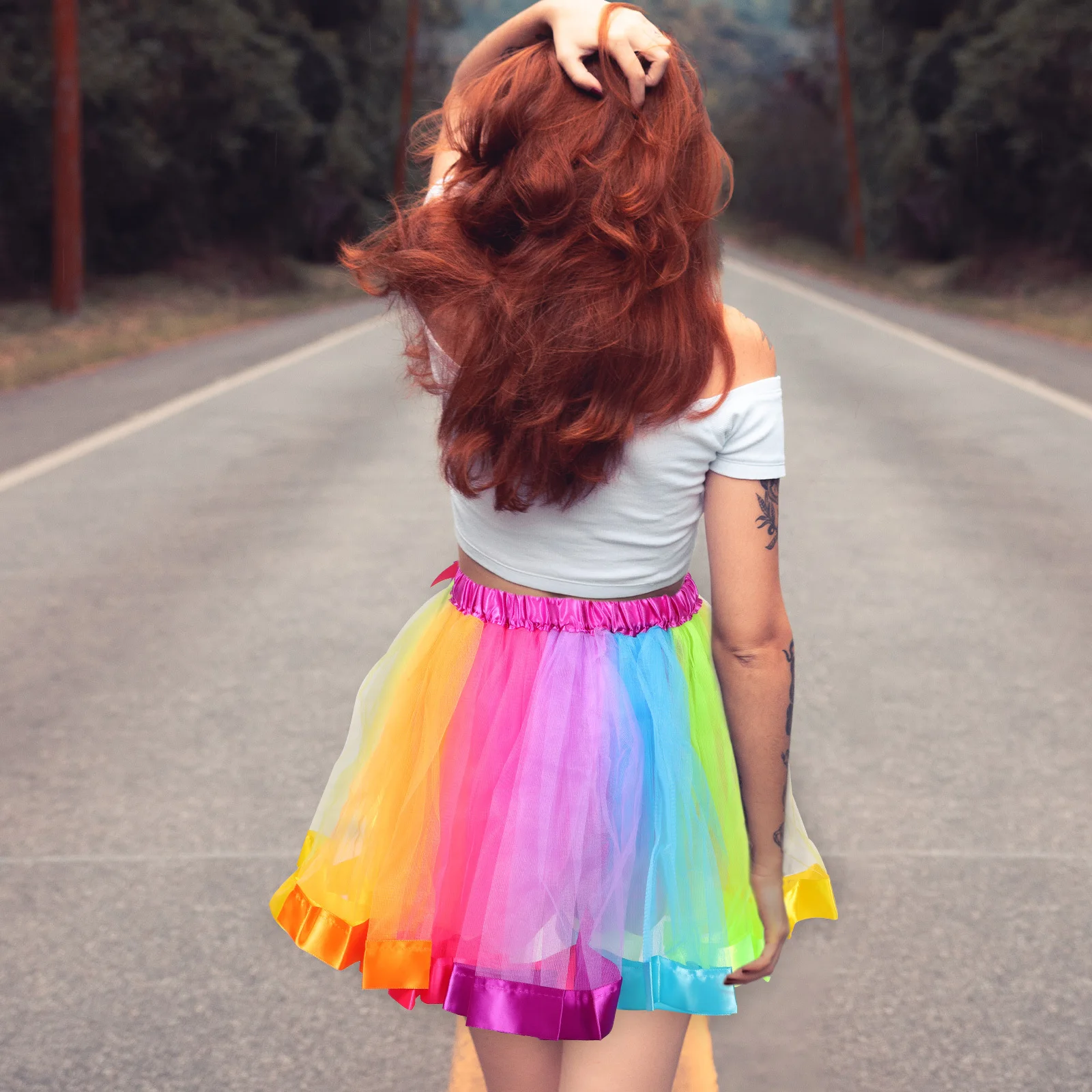 

Rainbow Tulle Skirt Tutu Dress Color Gradient for Women Xl Perfect for Costume Parties Cosplay Woman Tutu Skirt