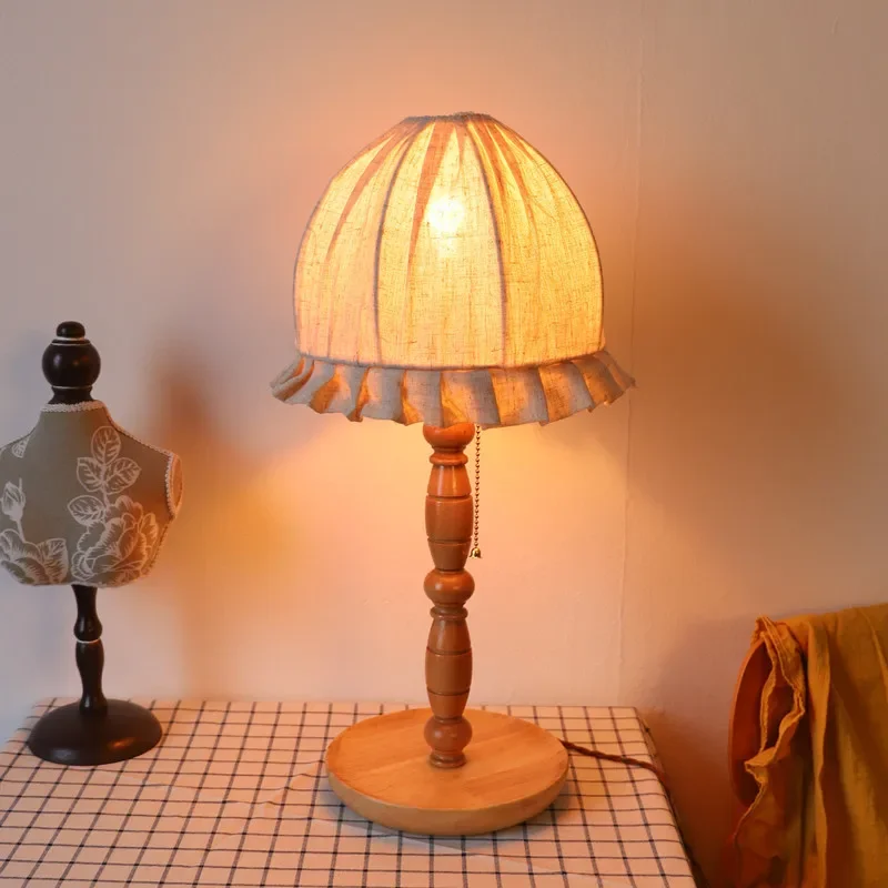 GHJUYIOL European style desk lamp, French style desk, bedroom, homestay, retro countryside solid wood bedside lamp