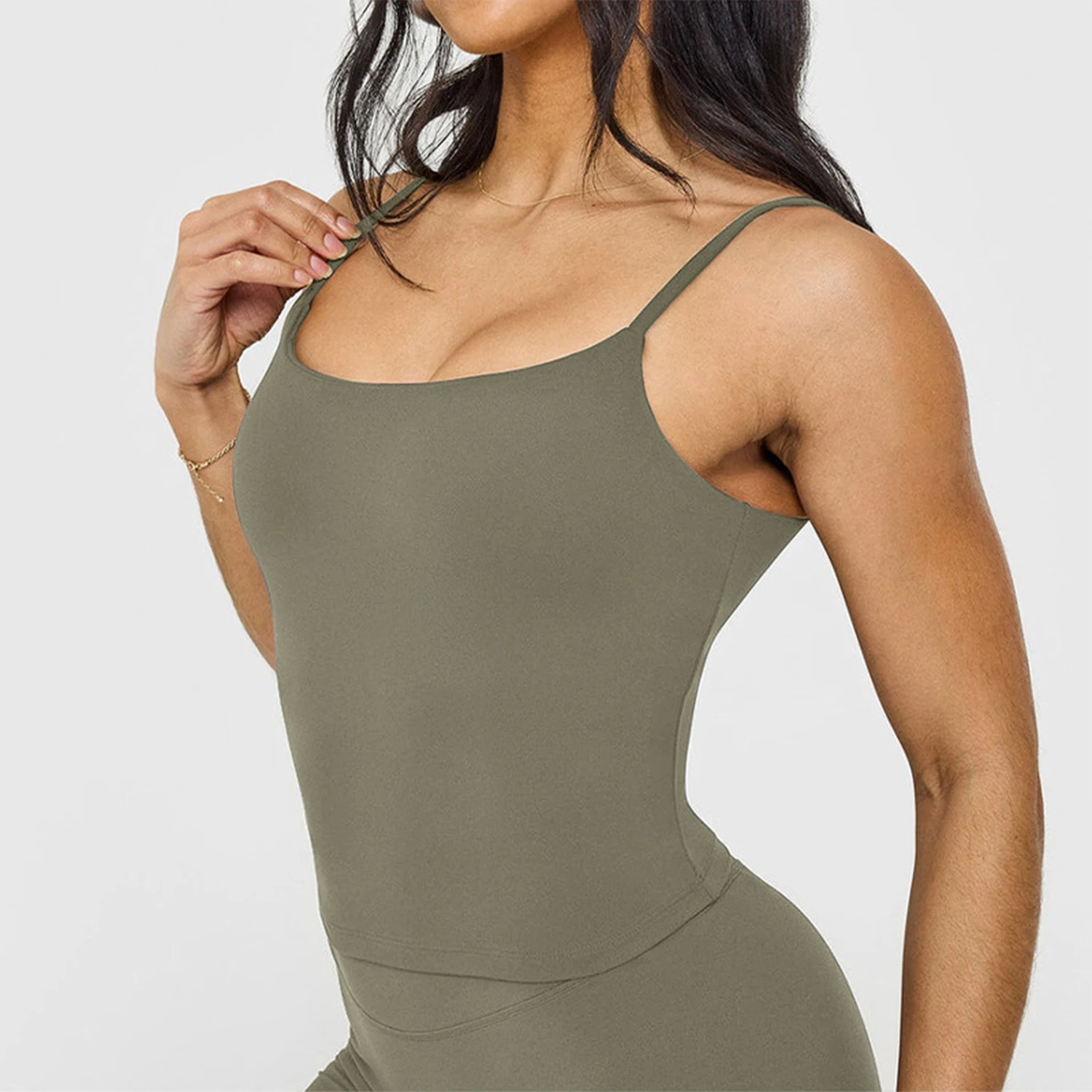 소프트모션 스트래피 미드 베스트 여성 요가 스포츠 베스트 피트니스 브라 탱크탑 푸쉬업 스포... - 4