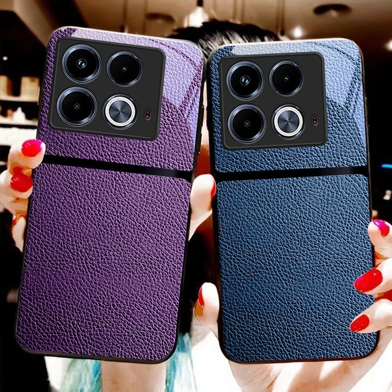 Red Leather Pattern For Infinix Note 40 4G 30i 12 G96 Smart 8 Hot 9 Play 10 11S 12 20i 50 Pro Plus 5G Tempered Glass Phone Case - view 2