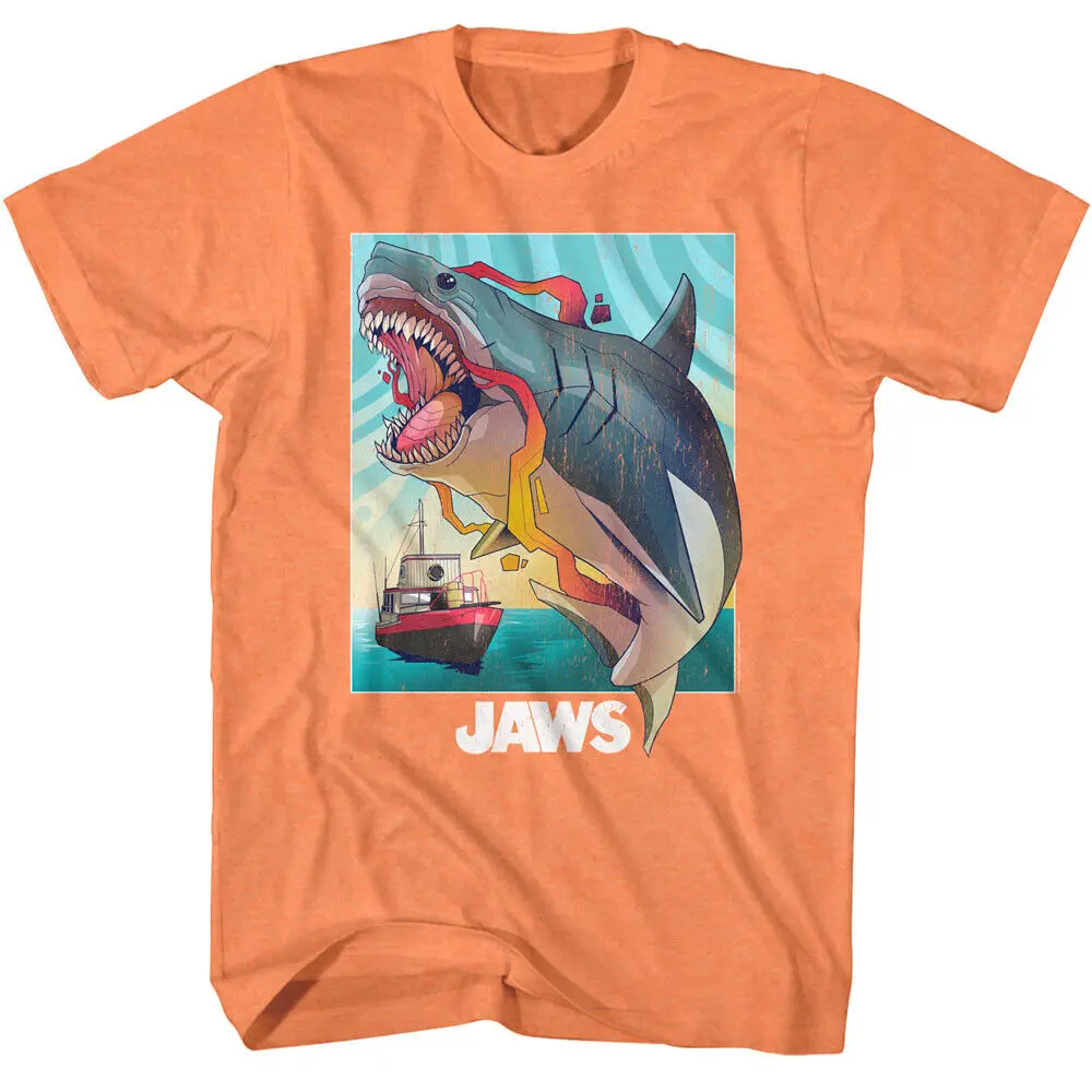 

Jaws 70's Thriller Movie Colorful Great White Orca Boat Framed Men's T Shirt