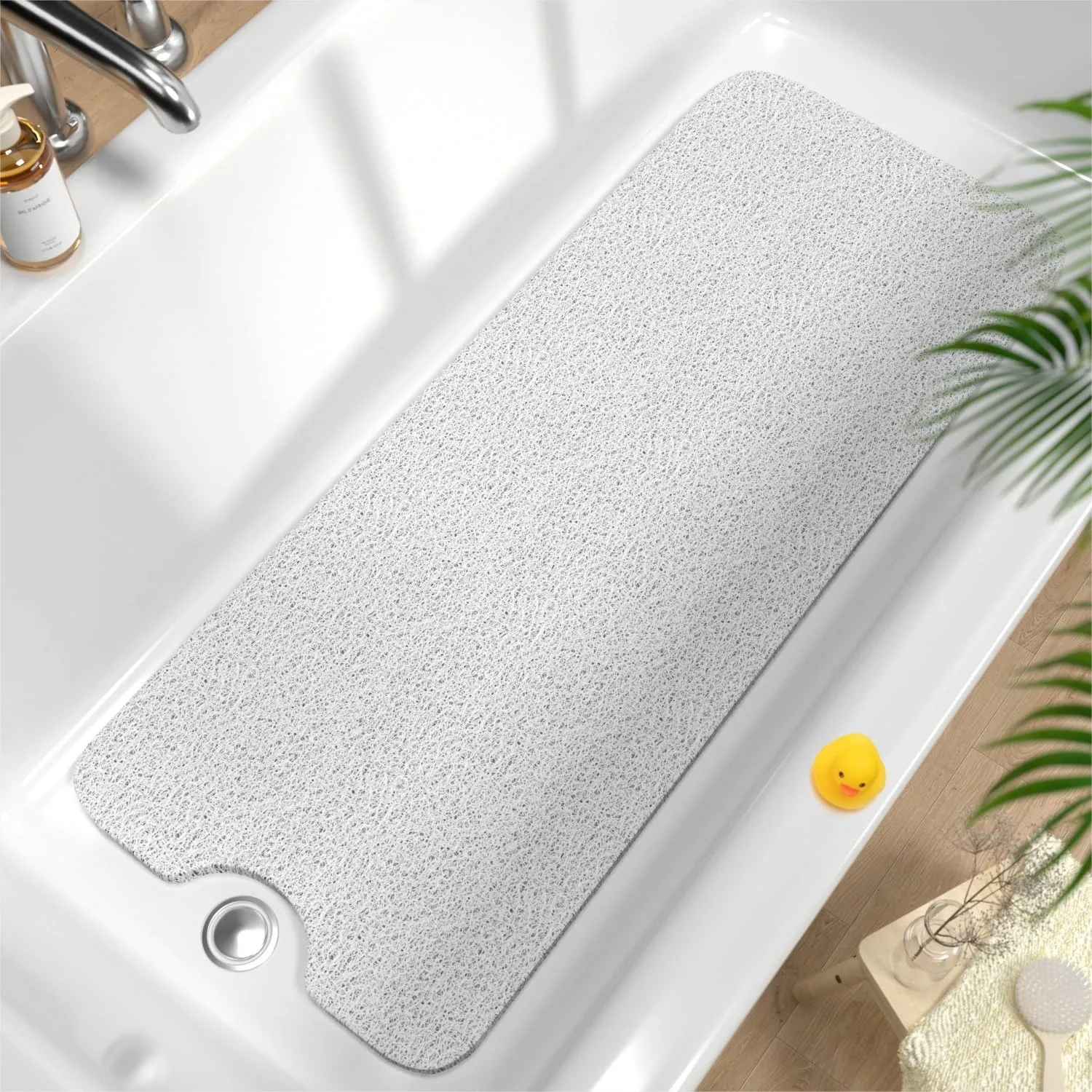 

Non Slip Bathtub Mat 40 x 16 Inch, Extra Long Shower Floor Mat with Drain, Soft PVC Loofah Bath Mat for Tub, Quick Drying, No