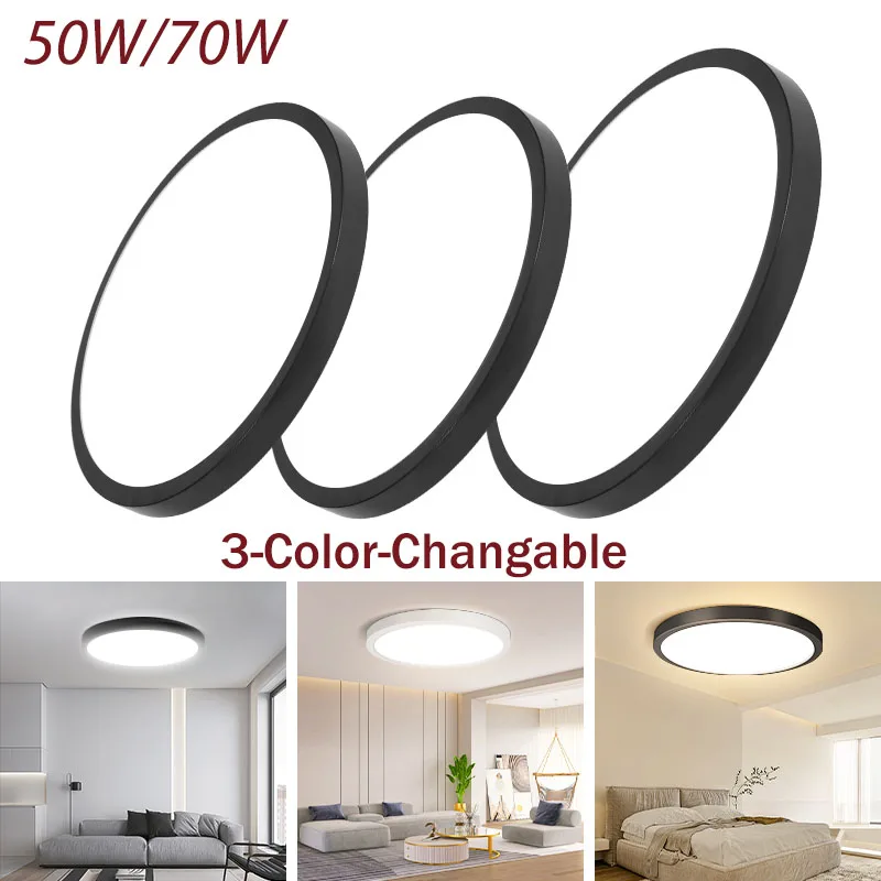 

3-Color Panel Light Ultra-thin Led Ceiling Light AC165-265V 50W/70W Surface-Mounted Indoor lamp for Beroom Living Room Lighting