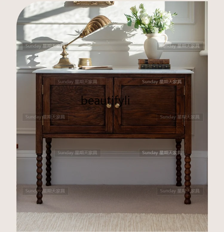 

American Retro Roman Column Chest of Drawers Living Room Small Storage Cabinet Vintage Style Cabinet Customizable