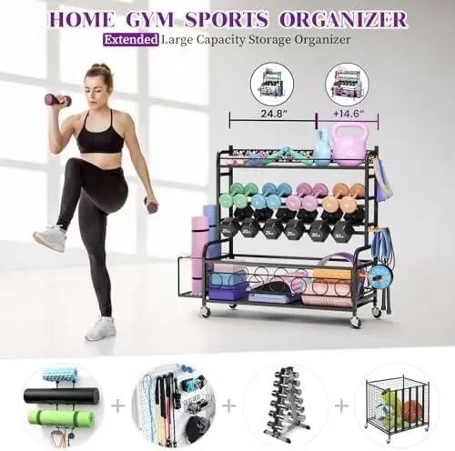 Weight Rack for Dumbbells, Dumbbell Rack Weight Stand, VOPEAK Home Gym Storage Rack for Yoga Mat Kettlebells and Strength Traini