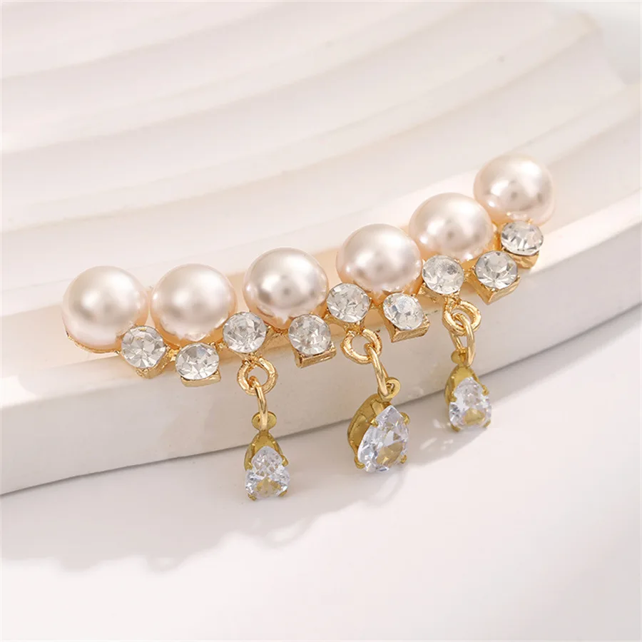 Fashion pin suit dress decoration pearl studded diamond brooch tassel waterdrop gemstone