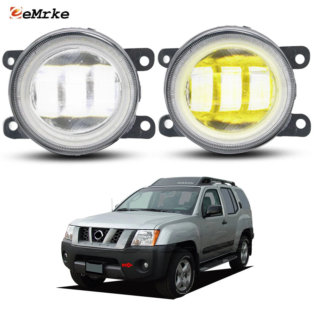 

Upgrade Led Lens Fog Lights Assembly DRL for Nissan Xterra N50 2005-2015 not WD22 Car PTF w/ Angel Eyes Daytime Running Lamp