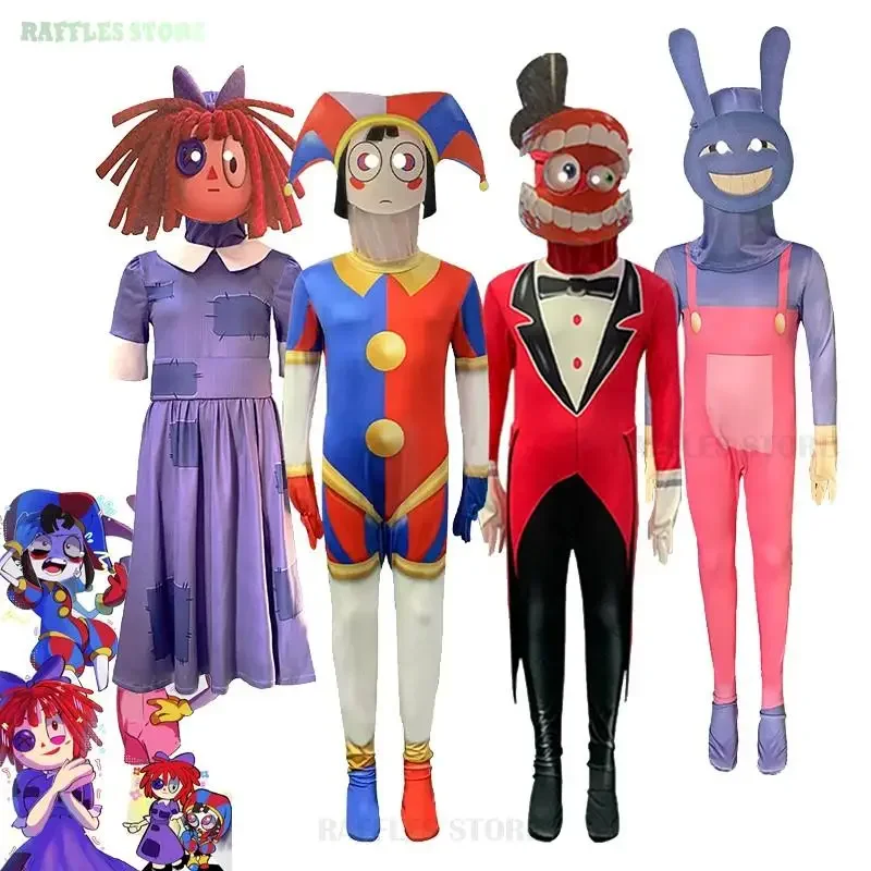 2025 New Pomni Cartoon Costume Amazing Digital Circus Jax Caine Ragatha Cosplay Jumpsuit Theater Children Christmas K AA