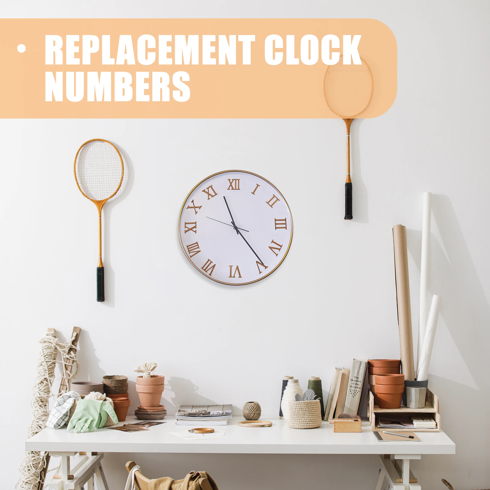 

12 Pcs Roman Number Dial Blocks DIY Clock Numerals Wall Clock Repair Parts Wood Numbers Kit Sewing Craft Accessories