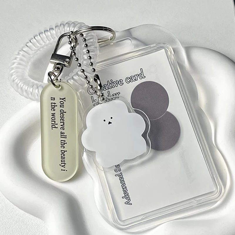 Transparent Ins Photo Card Holder Design Idol Photo Sleeve Anti Lost Balloon Dog Keychain Photocards Protector Case Student Card
