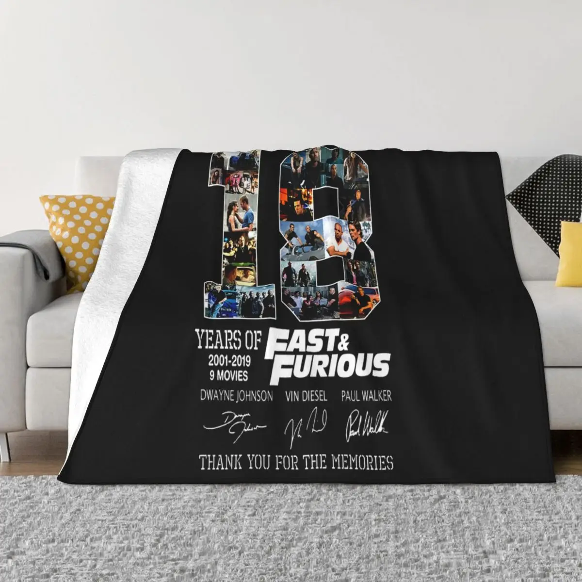 18 Years Fast And Furious Thank You For The Memories Of Signature Funny Hot Sell Throw Blanket