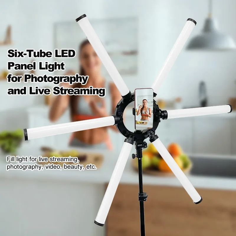 36-Inch photography light large size live broadcast beauty three-color temperature live streaming host lighting six-tube