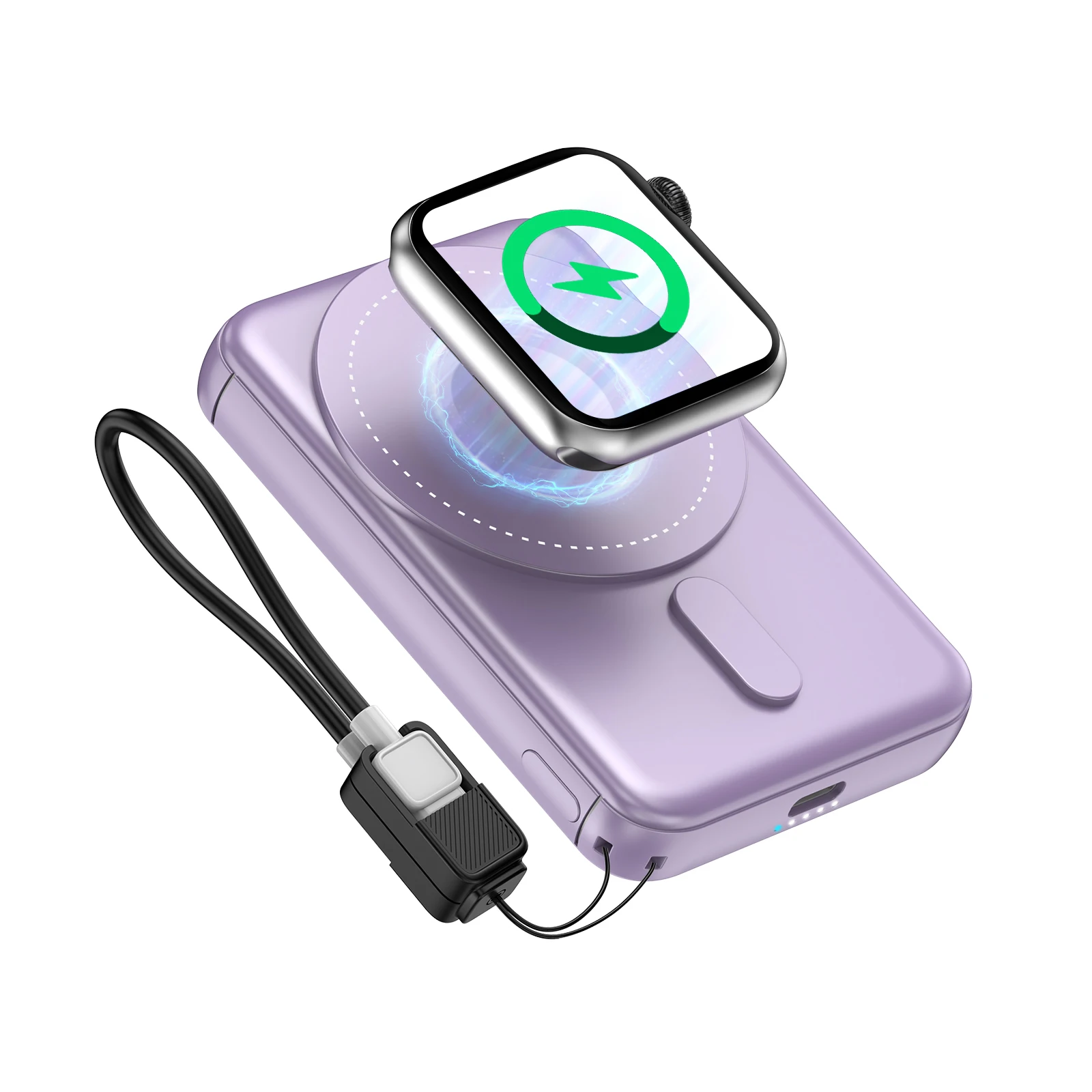 

SIXTHGU Magnetic Portable Charger, Mini 3 in 1 Wireless Power Bank for Magsafe 5000mAh Battery Pack, PD20W Fast Charging