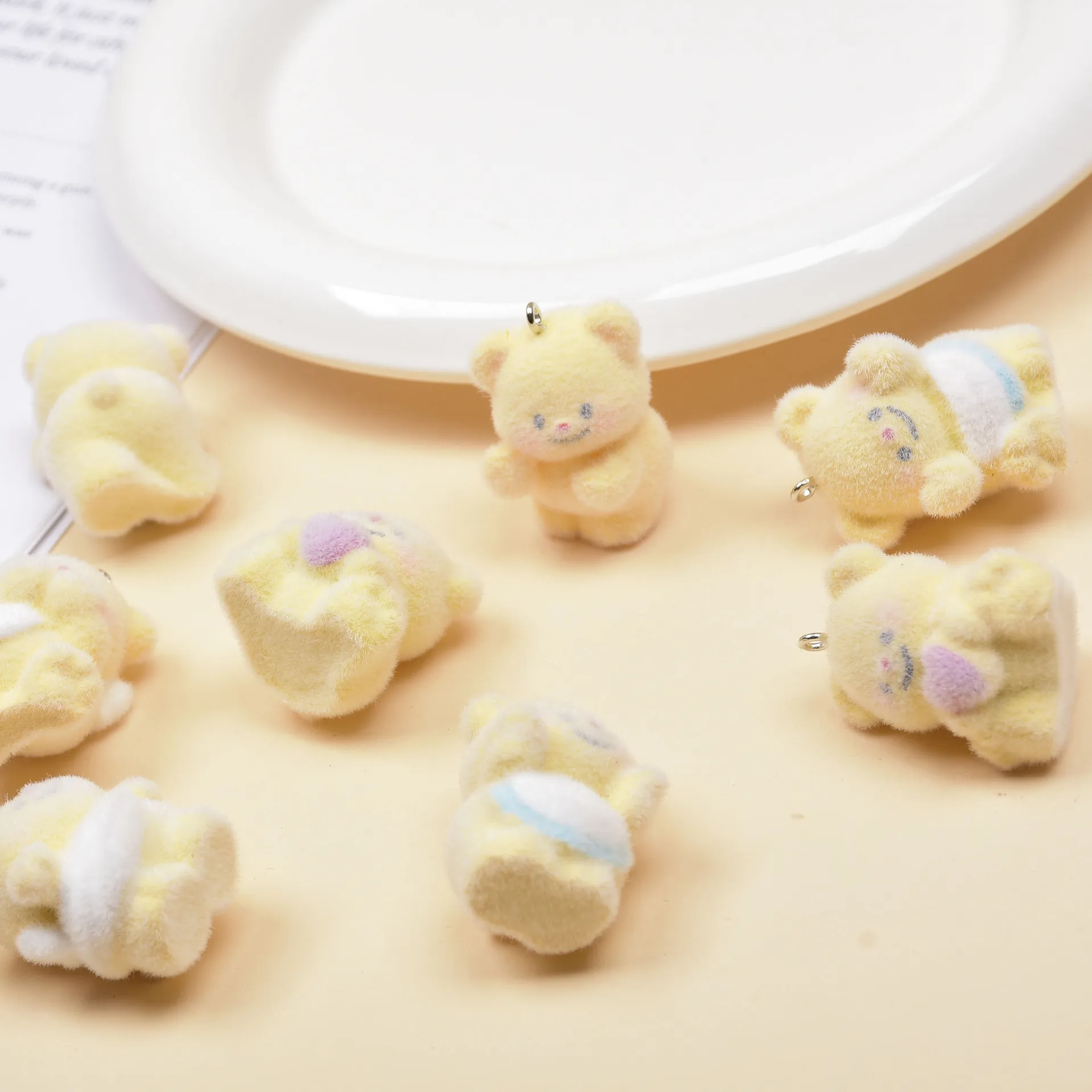 20pcs Cartoon Cute little bear Charms Plush Doll Resin Pendant For phone bag Keychains DIY handicraft Jewelry make