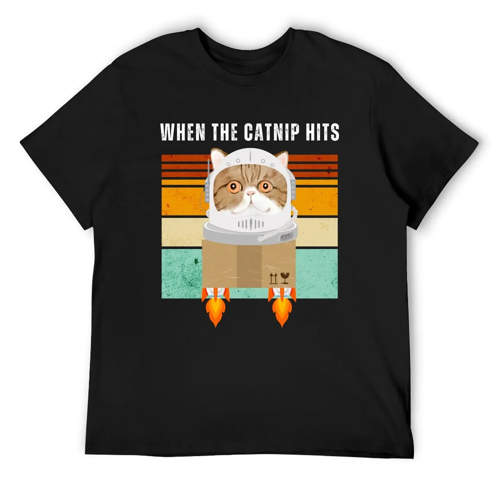 Blast Off! When the catnip hits. T-Shirt plus sizes anime figures anime tshirt tshirts for men