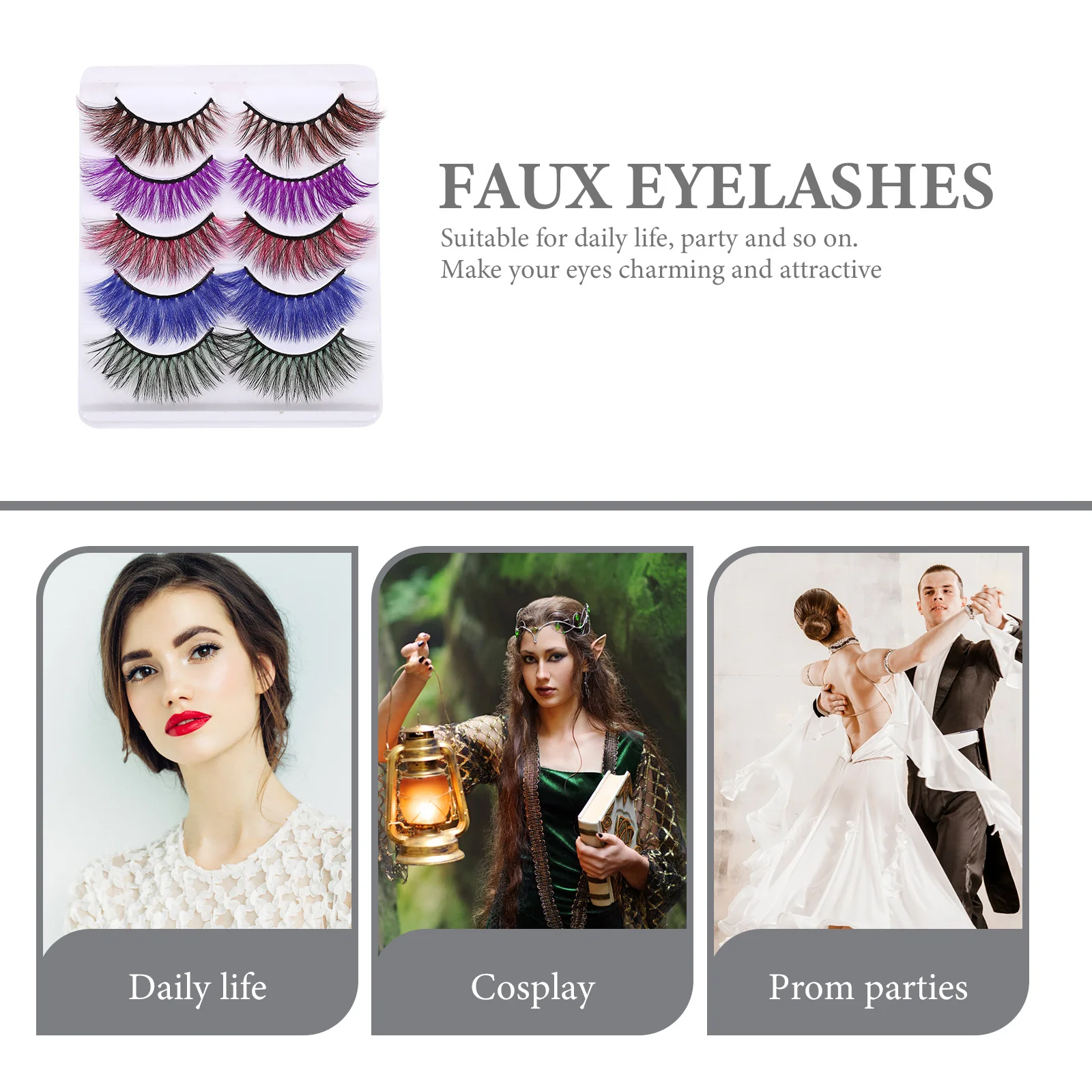 5Pairs 3D False Eyelashes Natural Full Lash Extensions for Women Daily Party Makeup Reusable Fake Eyelash Clusters