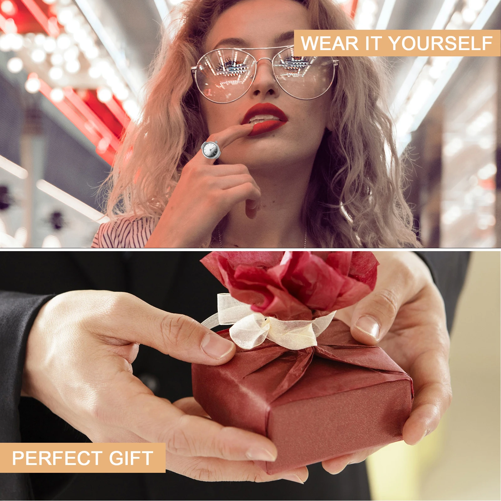 Finger Watch Ring Watches for Men Women Watch-shaped Quartz Fashion Number Digital