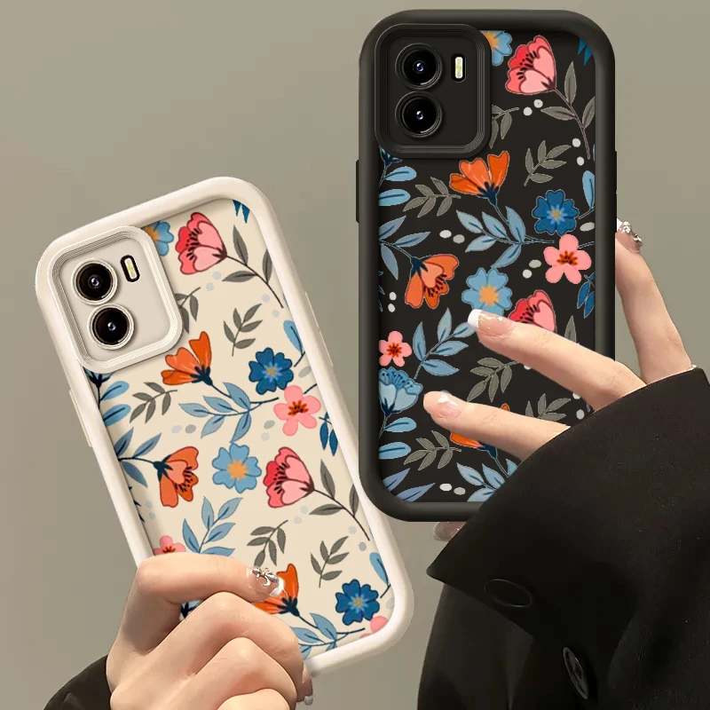 Fashion Phone Cases For Vivo Y01 Case Flower Woman Full Coverage Protection Design Shockproof Cellphone Cover Accessory Girl