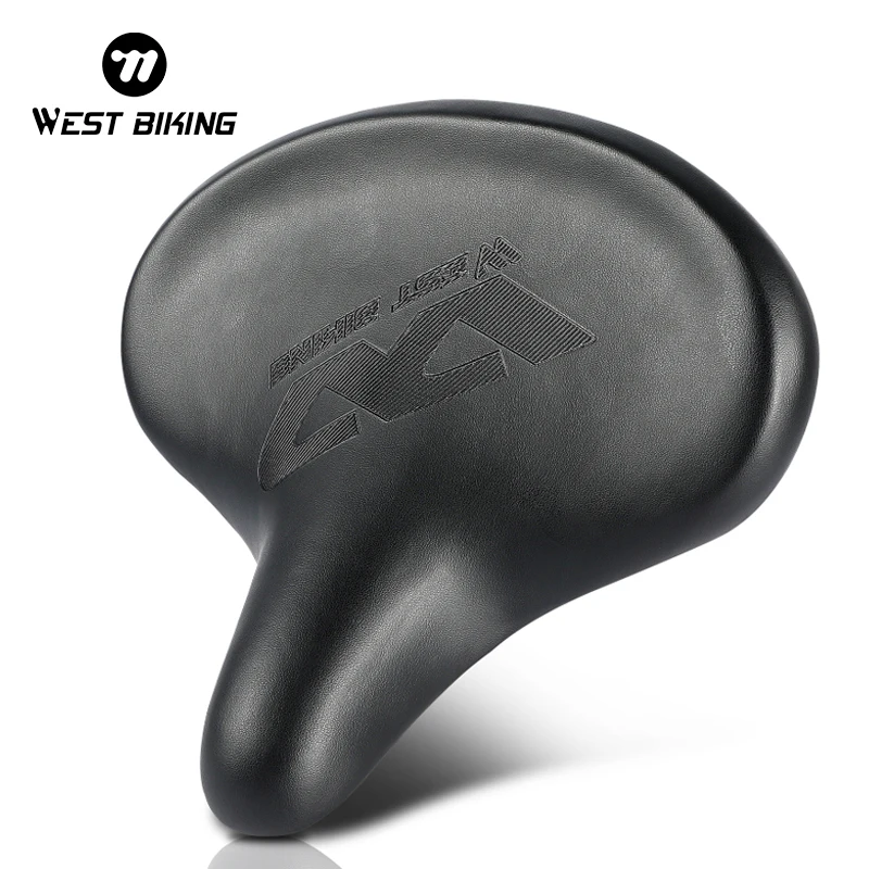 WEST BIKING Soft Bike Saddle Double Shock Absorption Comfortable Bicycle Cushion Oversize Water-Resistant Cycling Seats Parts